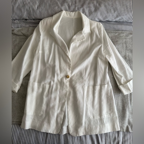 White Linen Blazer and Trousers - Picture 2 of 4